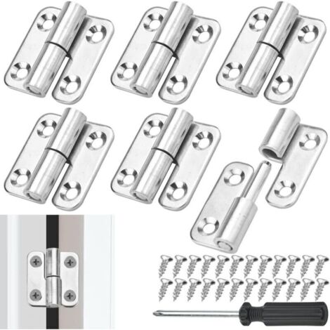 SABIR 6 Pcs Charnières de Porte Amovibles de Gauche Charnières Détachables en Acier Inoxydable Charnières de Portes Placard Meuble avec 24 vis et Tournevis pour Boîte à Bijoux DIY Armoire Boîte.