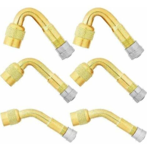 SABIR 6 Pices Pneu Valve Rallonge, 45, 90, 135 Extension Valve Pneu Valve de Adaptateur Raccord Prolongateur Coude, Embout de Gonflage Coud pour Voiture Camion Moto Vlo Scooter,