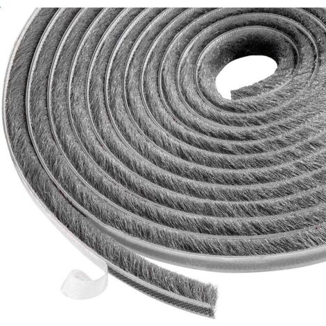 SABIR 6m bande de brosse, Joint brosse adhésif autocollante coupe-vent et anti-poussière pour fenêtres et portes mobiles, Largeur 9mm x Hauteur 9mm, Gris