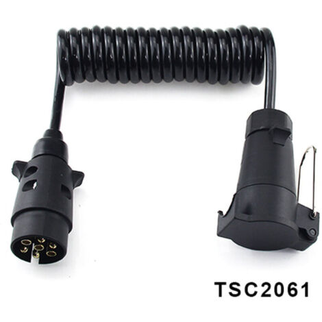 SABIR 7 broches prise de remorque cordon à ressort remorque camion panneau lumineux câble d'extension TSC2061 noir