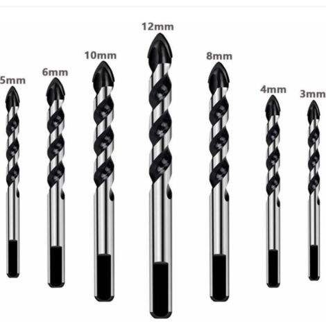 SABIR 7 pieces foret set pour carrelage, verre, béton, pierre, brique, carreaux, ceramique et miroirs(3mm 4mm 5mm 6mm 8mm 10mm 12mm)