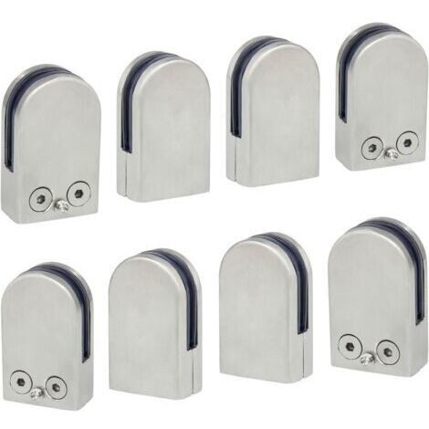 SABIR 8 PCS(6-8mm) Pince à Verre Porte-Verre En Acier Inoxydable 304 Support de Serrage Clamp Clip Plat Main Courante Fenêtre Balustrade Réglable Escalier