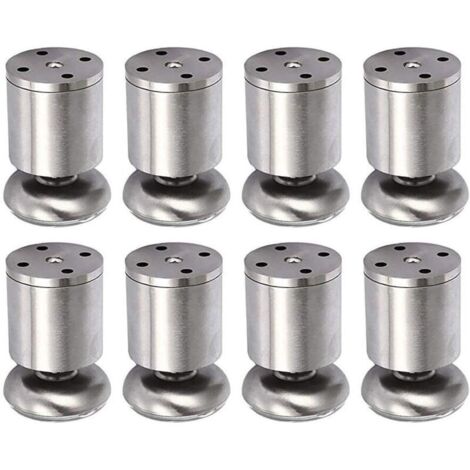 SABIR 8 Pièces Pieds de Meubles en Acier Inoxydable Réglables en Hauteur, Pieds pour Travail/Unité/Bar/Table, 50 x 80 mm, Tapis en Caoutchouc, Sûr et Silencieux