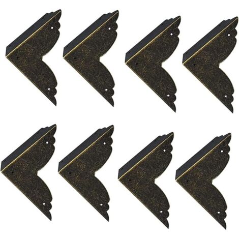 SABIR 8 pièces Vintage Protecteur Décoratif d'angle en Fer protecteurs d'angle en métal pour Meubles De Protection d'angle De Meuble en Bronze pour Meuble et Boîte en Bois Coffret à Bijoux Bronze 7070