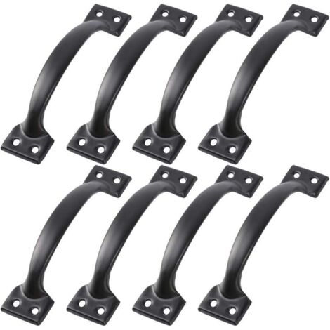 SABIR 8pcs poignées de Porte de Grange Noire Porte poignées pour clôtures en Bois poignée de Meuble Vintage pour armoires de Cuisine tiroir matériel de tiroir (Noir)