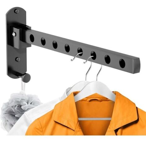 SABIR 90° Étendoir Mural, Etendoir Linge Exterieur Pliable, Rotation Séchoir À Linge Pliant, Cintre Mural Support de Séchage, Porte-vêtements Pliable Mural