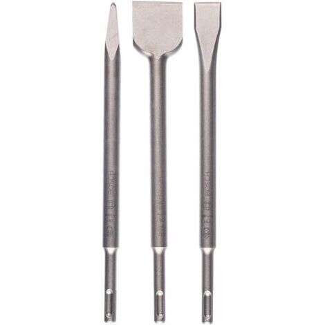 SABIR Accessories 3 pièces it de burins SDS plus (pour le béton et la maçonnerie, accessoires pour marteau burineur)  Argent