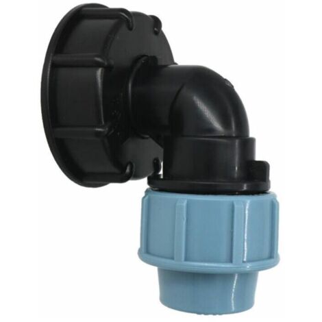 SABIR Adaptateur de réservoir IBC, adaptateur pour réservoir d'eau IBC S60X6 avec connecteur coudé en polyéthylène moyenne densité de 25 mm compatible avec les conteneurs IBC standard britanniques et 