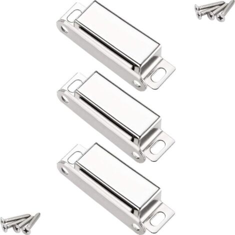 SABIR Aimants loqueteaux magnétiques, onehous 20 kg loqueteau de porte magnétique et 12 vis, 304 Acier inox, loqueteaux magnétiques aimanté pour fermeture de porte meuble/armoire/placard (paquet de 3)