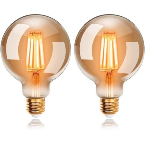 SABIR Ampoule DEL vintage E27, intensité variable, G80, E27, idéale pour lustres, lampes de table, appliques murales, ensemble de 2 (6 W)