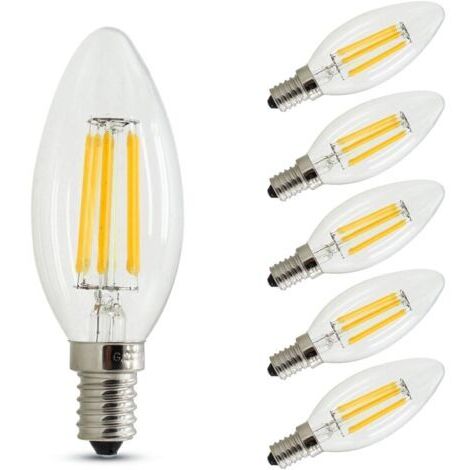 SABIR Ampoule E14 Bougie à Intensité Variable Flamme,4W Equivalence Incandescence 40W,Blanc Chaud(2700K),400lm,Lot de 6 [Classe énergétique A+],