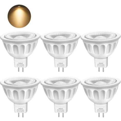 SABIR Ampoule LED MR16, Blanc Chaud 3000K Ampoule 5W Equivalent à 50W lampe halogène, AC/DC 12V, 450LM, 40° Angle, Non Dimmable, Lot de 6 [Classe énergétique A++]