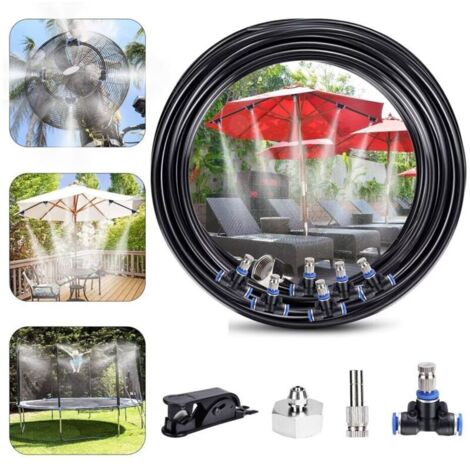SABIR ANMI Brumisateur de Terrasse, Système de Brumisation Kit D'Irrigation Extérieur Goutte à Patio Misting Micro Flow Drip Kit pour Gazebo Jardin (10m)