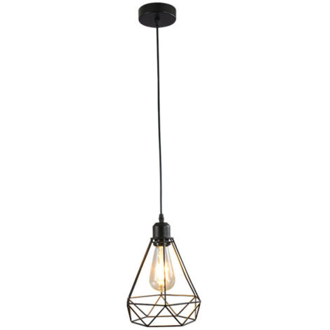 SABIR ANMI Industriel Suspension Luminaire Rétro Lustre Plafonnier Vintage Noir Lampe Cage Éclairage de Plafond Abat-jour en Métal pour Restaurant Salon Chambre Cuisine Bar Couloir, (sans ampoule) [Cl