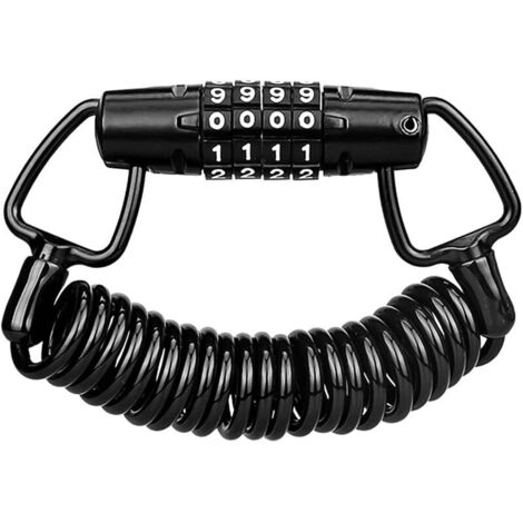 SABIR Antivol de Casque,Cadenas de Vélo avec 4 Chiffres,150CM Antivol Universel à Câble,Chaîne Antivol pour Vélo, Poussettes et Scooter peut Être Enroulé Automatiquement, Noir