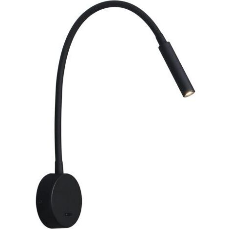 SABIR Applique de Lecture Noir, Lampe Col de Cygne Flexible LED 3W 3000K Fixation Liseuse Murale 240V avec interrupteur pour Chambres Salon Intérieur Salon