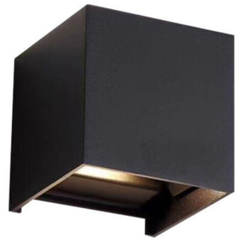 SABIR Applique extérieure carrée double faisceaux 6W – IP65 – Blanc chaud 3000K – Aluminium – 720 lumens pour éclairage façade