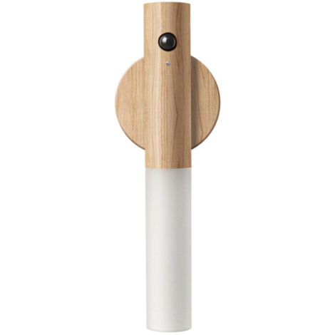 SABIR Applique murale d'intérieur en bois Veilleuses LED Lampe murale à piles portable Veilleuse à induction rechargeable sans fil avec aimant pour couloir d'escalier Ménage