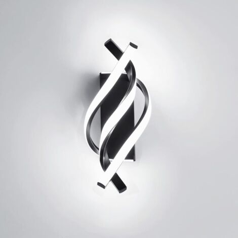 SABIR Applique Murale Interieur, LED Lampe Murale Moderne 16W Design incurvée, Appliques led Luminaires Intérieur, 6000K Noir, pour Chambre à Coucher, Salon [Classe énergétique E]