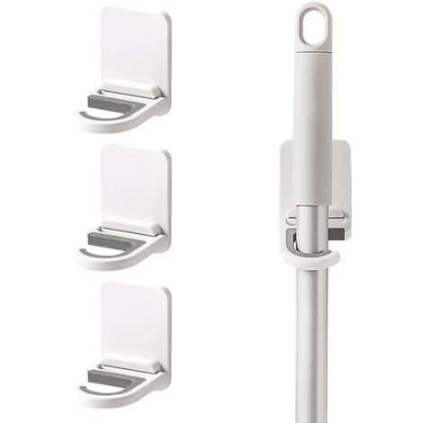 SABIR Auto Adhésif Porte Balais Mural Mop Support Accroche Balai Mural Broom Holder Support De Vadrouille pour Cuisine Jardin Balcon Garage pour Cuisine Jardin Balcon Bain Garage ,blanc 4pcs，
