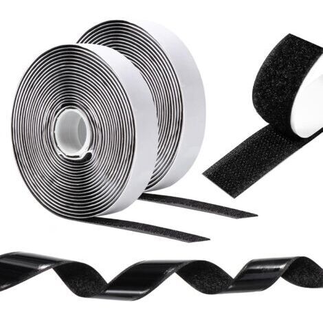 SABIR Bande auto-agrippante double face 10 m x 20 mm – Adhésif puissant pour surfaces lisses – Résistante de -20 °C à 60 °C – Pour bricolage