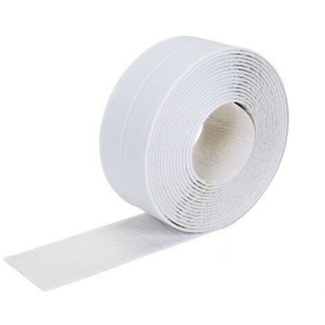 SABIR Bande de calfeutrage étanche, bande d'étanchéité auto-adhésive anti-moisissure pour cuisine, salle de bain, baignoire, douche, sol, mur, protecteur de bord 3,2 m x 2,2 cm (blanc)