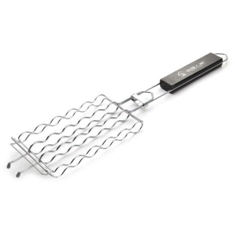 SABIR Barbecue Saucisse Hot Dogs Facilement Griller De La Viande Ou des Légumes avec Ce Barbecue Facile Grill avec Manche en Bois (Couleur : Black, Size : 55.5x12x3cm)