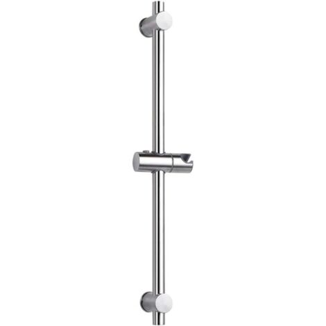 SABIR Barre de douche en acier inoxydable 304, avec fixation réglable en hauteur et en angle, acier inoxydable brossé et finition chromée polie, chrome acier inoxydable, Chrome poli, 66cm