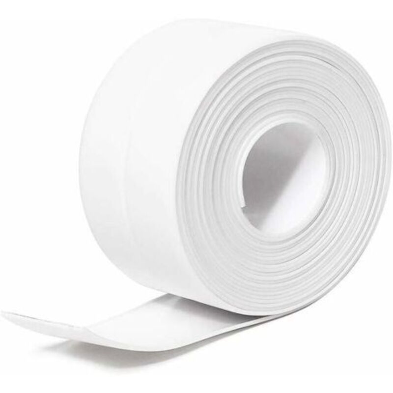 SABIR (Blanc, 3,8 cm x 3,2 m) Bande d'étanchéité en silicone pour salle de bain, bande d'étanchéité en PE auto-adhésive imperméable pour baignoire,