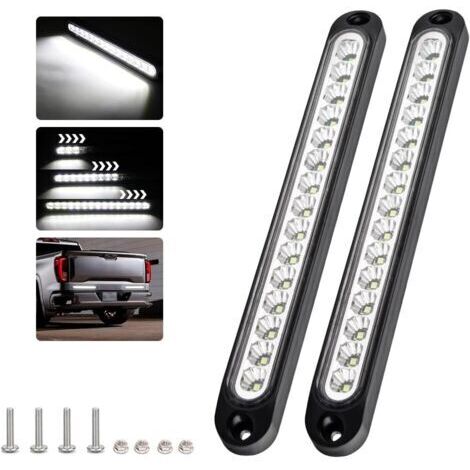 SABIR (blanc)2 pièces barre de feux de freinage 15 Led, 12-24V barre d'éclairage arrière étanche pour feux de jour dynamiques pour voiture, suv, rv, camion, remorque
