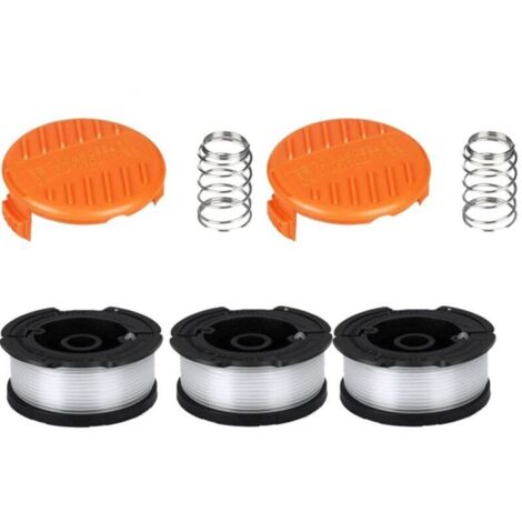 SABIR Bobine de coupe-bordure Black & Decker, bobine de coupe-bordure de 0,2 cm (3 fils de coupe-bordure, 2 capuchons, 2 ressorts)
