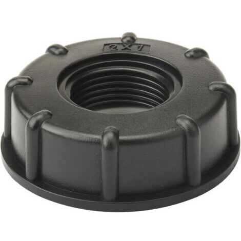 SABIR Bouchon S60x6 pour cuve 1000 litres – Gros filetage 60 mm – Connexion étanche pour accessoires de tuyau 1 pouce – Plastique noir avec joint PE