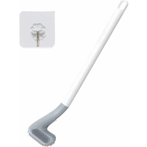 SABIR Brosse de Nettoyage de Cuvette de Toilette en Silicone à Long Manche, fixée au Mur sans perçage Ensemble d'épurateur de Toilette pour Salle de Bain à séchage Rapide avec tête de Brosse de Golf