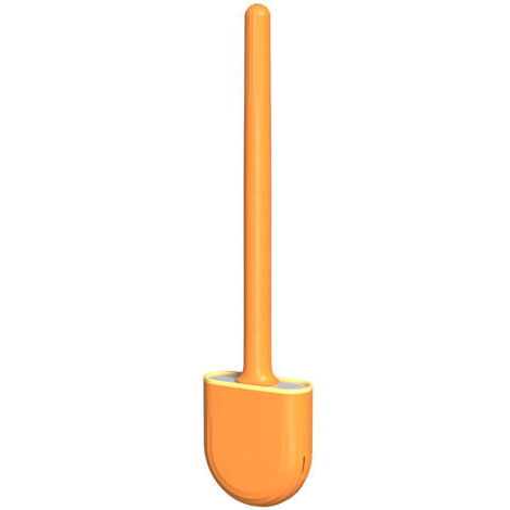 SABIR Brosse de toilette murale, mini brosse de nettoyage de toilettes de salle de bain avec poignée amovible, orange vitalité