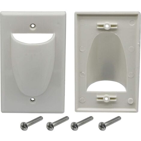 SABIR Bulk Nez Faceplate plaque murale pour câblage 1 gang plaque de câble Interne Gestion convexe Audio Video Cable passer la plaque de nez Blanc (lot de 2)