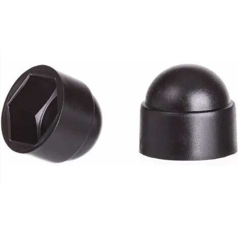 SABIR Cache-écrous M10 pour clé de 17 Noir 100 pcs.