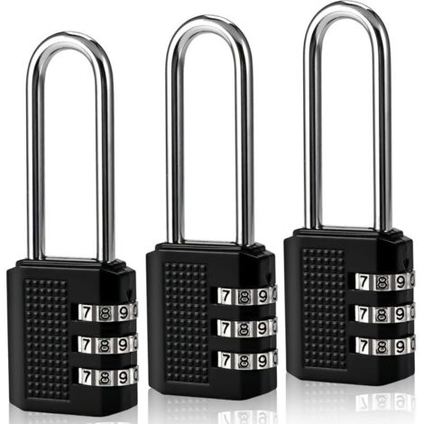 SABIR Cadenas avec code numérique, cadenas à combinaison à 3 chiffres, petit cadenas à combinaison, code numérique, résistant aux intempéries, serrure avec code numérique pour valise, casier