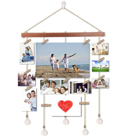 SABIR Cadre Photo Mural Pêle Mêle Photos avec Porte Photos Pinces, Décoration Maison et Cadeau Mariage Anniversaire (lot de 1)
