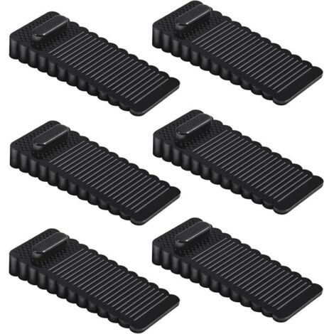 SABIR Cale Porte PVC 6 Pièces, Bloque Porte Sol Réglable en Hauteur et Empilée, Arrêts de Portes pour Portes et Sols de Divers Matériaux - Noir