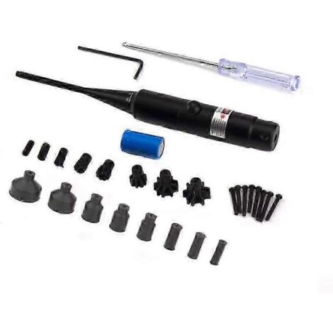 SABIR Calibrateur laser rouge, calibrateur en alliage d'aluminium, calibrateur laser sans rotation avec 18 adaptateurs, dispositif de visée transfrontalière.