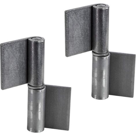 SABIR Charnière de porte à souder - métalliques Hauteur = 80 mm DIN à droite Charnière robuste pour portail de jardin et machines charnière de porte pour portails en acier - 2 pièces