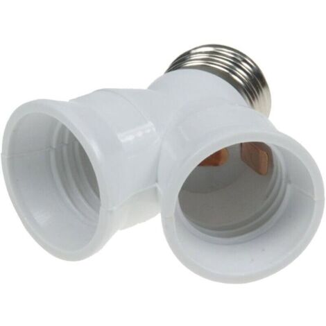 SABIR ChiliTec Douille de lampe à 2 prises - Adaptateur en Y pour ampoules E27 - Culot à vis - Adaptateur de lampe - Filetage multiple - Blanc