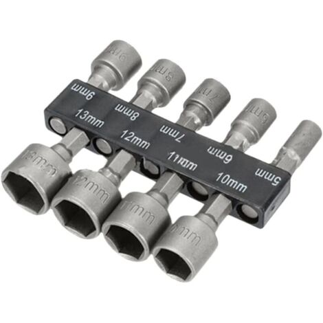 SABIR Clé à Douille Kit 9 Pièces Jeu de Douille Jeu de Douilles Profondes Hexagonale Douille Set Coffret de Douilles et Embouts Adaptateur de Douil pour Visseuse à Douilles à Cliquet Pièces