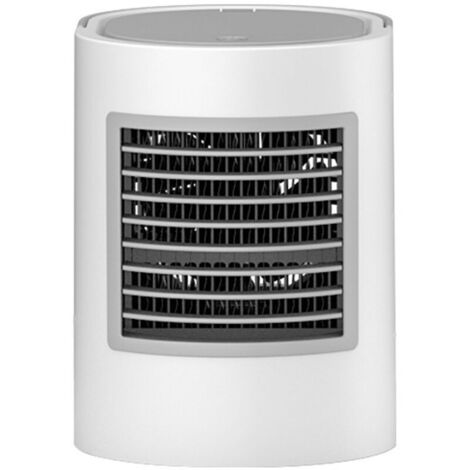 SABIR Climatiseur Mobile, Personal 4 en 1 Multifonction USB Portable Mini climatiseur, humidificateur et purificateur d'air avec veilleuse, 3 Niveaux de Puissance pour Le Camping à Domicile (Argent)