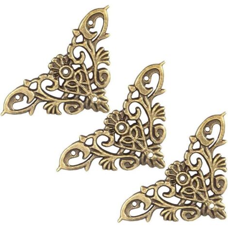 SABIR Coin décoratif, 12 PCS Protection pour Meubles Style Antique en Forme de Creux pour Bijoux Scrapbook Album Protecteur Boîte en Bois Coin Décor Quincaillerie Accessoire(Large)