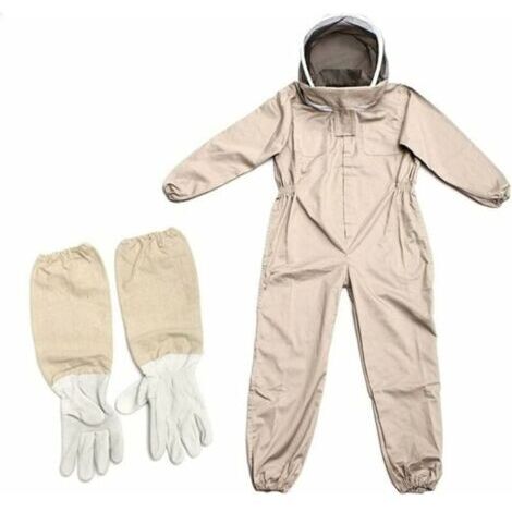 SABIR Combinaison d'apiculteur XXL – Coton doux et respirable – Gants et voile amovible inclus – Protection optimale contre les abeilles