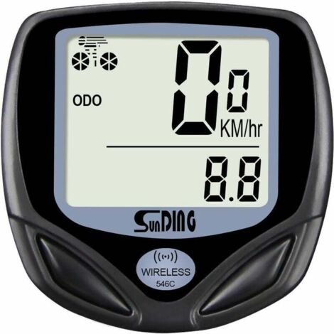 SABIR Compteur de Vélo sans Fil Étanche - Affichage Rétroéclairé LCD pour Afficher la Vitesse, le Kilométrage et l'Odomètre - Convient pour le Chronométrage en Vélo.