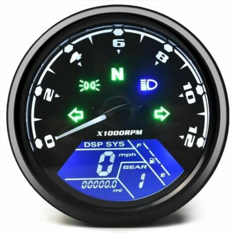 SABIR Compteur kilométrique de Moto Universel LCD Compteur de Vitesse numérique jauges de tachymètre avec veilleuse adaptée à la Moto 12V la Plus Populaire