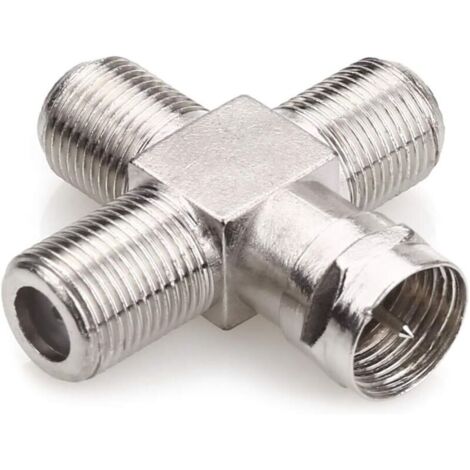 SABIR Coupleur d'extension coaxial F à mâle à 3 femelles pour adaptateur coaxial de diffusion TV, câble coaxial d'antenne TV-1pack