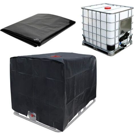 SABIR Couvercle De Réservoir d'eau Bâche De Protection IBC- Noir -Le Couvercle Supérieur Et La Valve Ne sont Pas Obstrués- pour Cuve 1000L -bâche Couverture Réservoir IBC-Tissu Anti-120×100×116cm